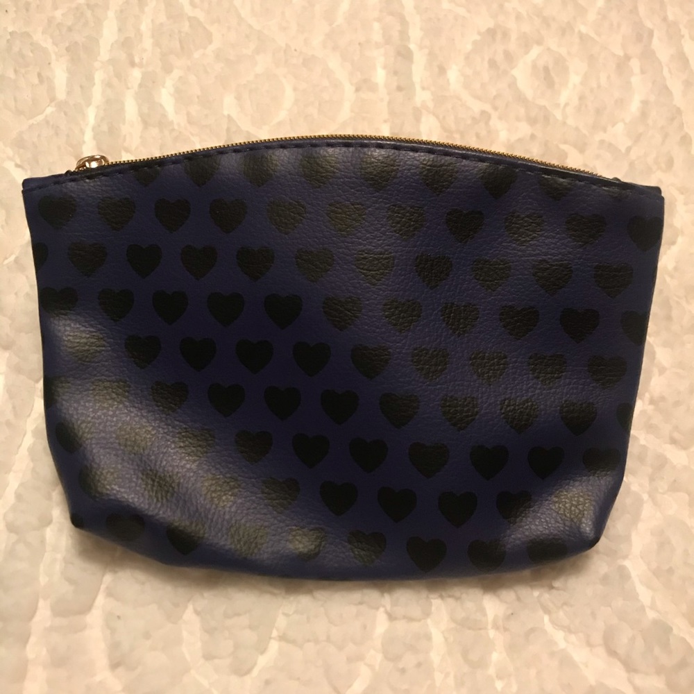 NWOT Purple Ipsy Cosmetic Bag with Black Hearts